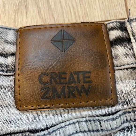 Create 2MRW Denim Paint Straight Leg Jeans Men's Size 34X32 Gray Distressed - Picture 6 of 12